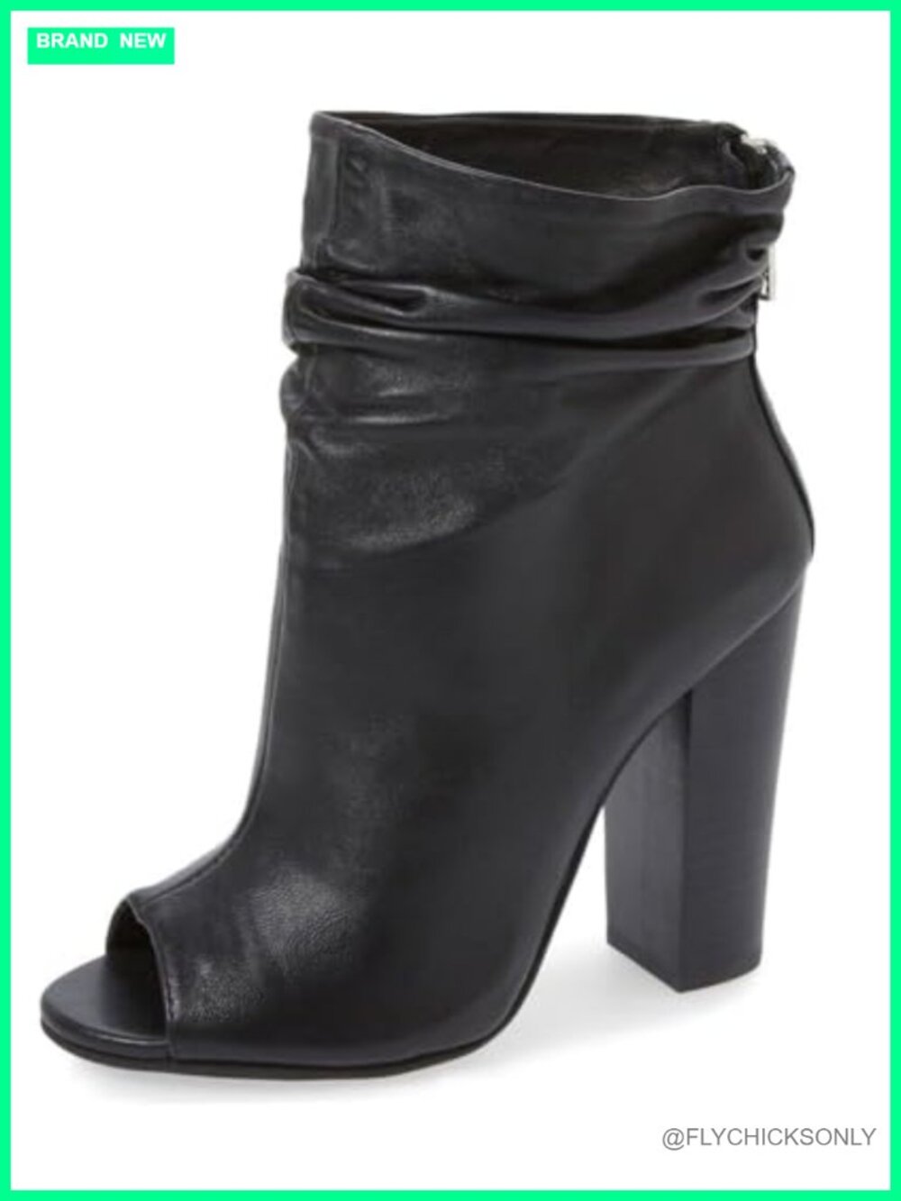 Peep Toe Slouch Ankle Boots Faux Leather Chunky Stacked Heel Party Dress